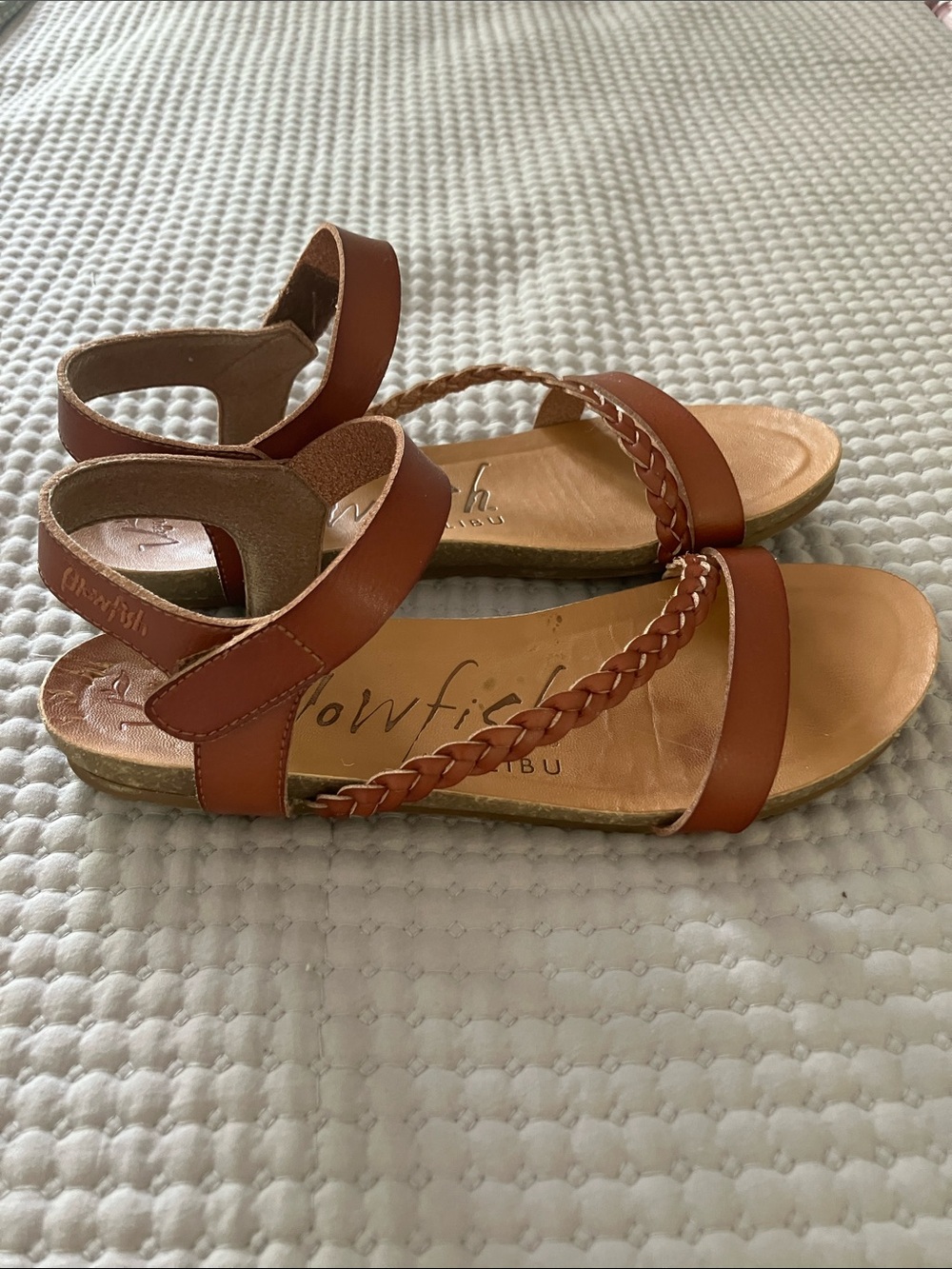 Blowfish Tan Braided Strap Flat Sandals - Picture 3 of 7